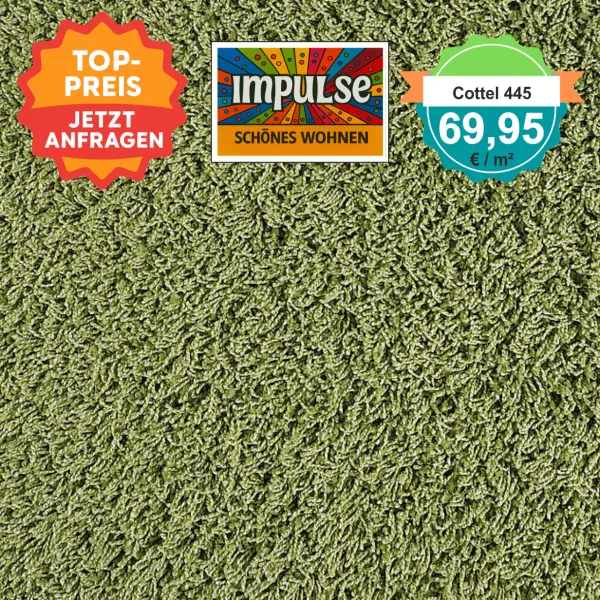 Draufsicht JAB Cottel 445 Grün – Teppichboden, Farbe Grün, Preis 69,95 €/m²